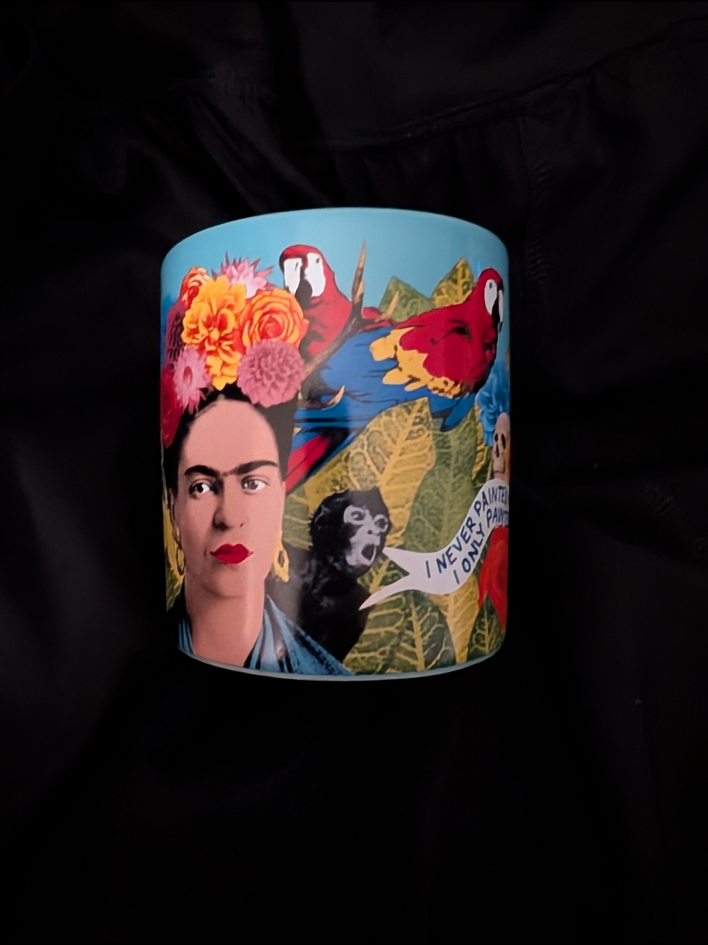 Frida Kahlo Dreams Mug Unemployed Philosophers Guild 2017 Blue Flowers Folk Art - Picture 7 of 7